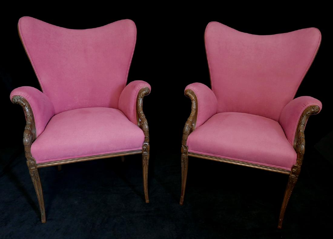 PR. VELVET UPHOLSTERED FIRESIDE CHAIRS (1 of 7)