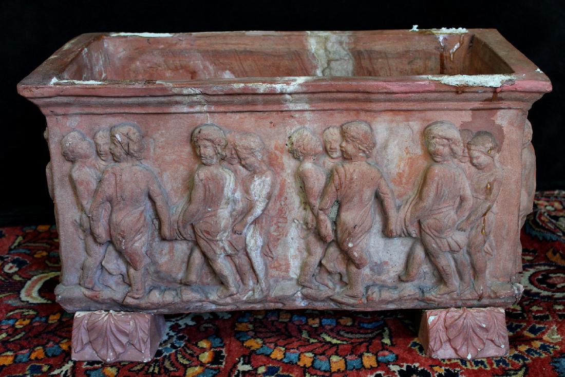 FIGURAL TERRACOTTA RECTANGULAR PLANTER 11"H 22"W 11.5"D (1 of 7)