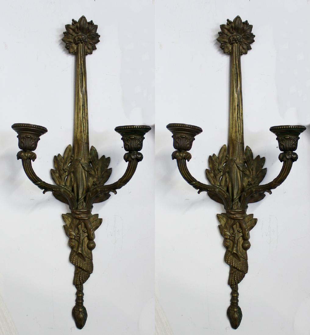 PR. BRONZE 2 LIGHT SCONCES WITH FRUIT MOTIF (1 of 2)