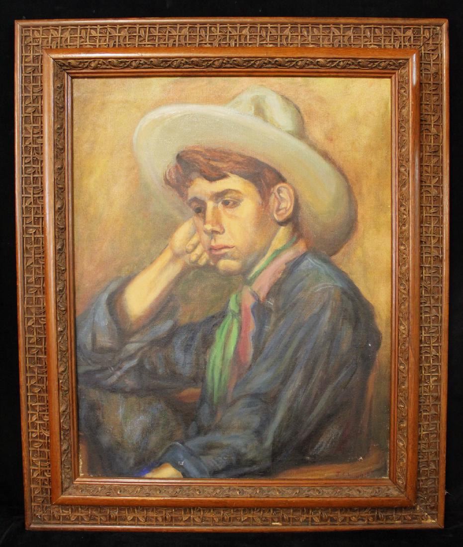ANTHONY BARATTA: J.C. WRIGHT SGN. OIL ON CANVAS "YOUNG: ANTHONY BARATTA: J.C. WRIGHT SGN. OIL ON CANVAS "YOUNG COWBOY" 28X22"