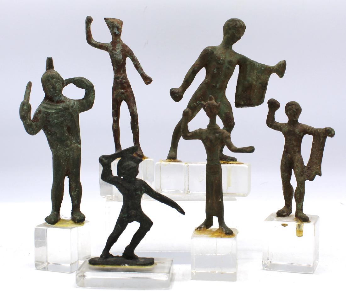 6 BRONZE FIGURES ON LUCITE PLYNTHS (1 of 7)