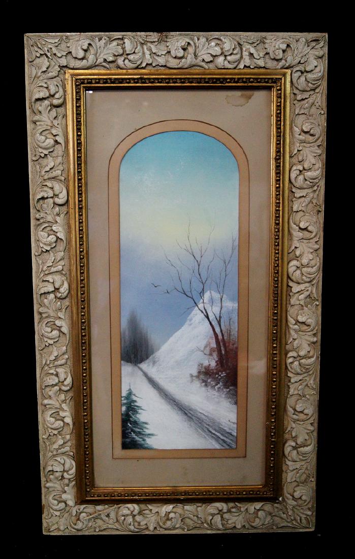 NICHOLS SGN. FRAMED PASTEL ON PAPER "WINTER SCENE" (1 of 6)