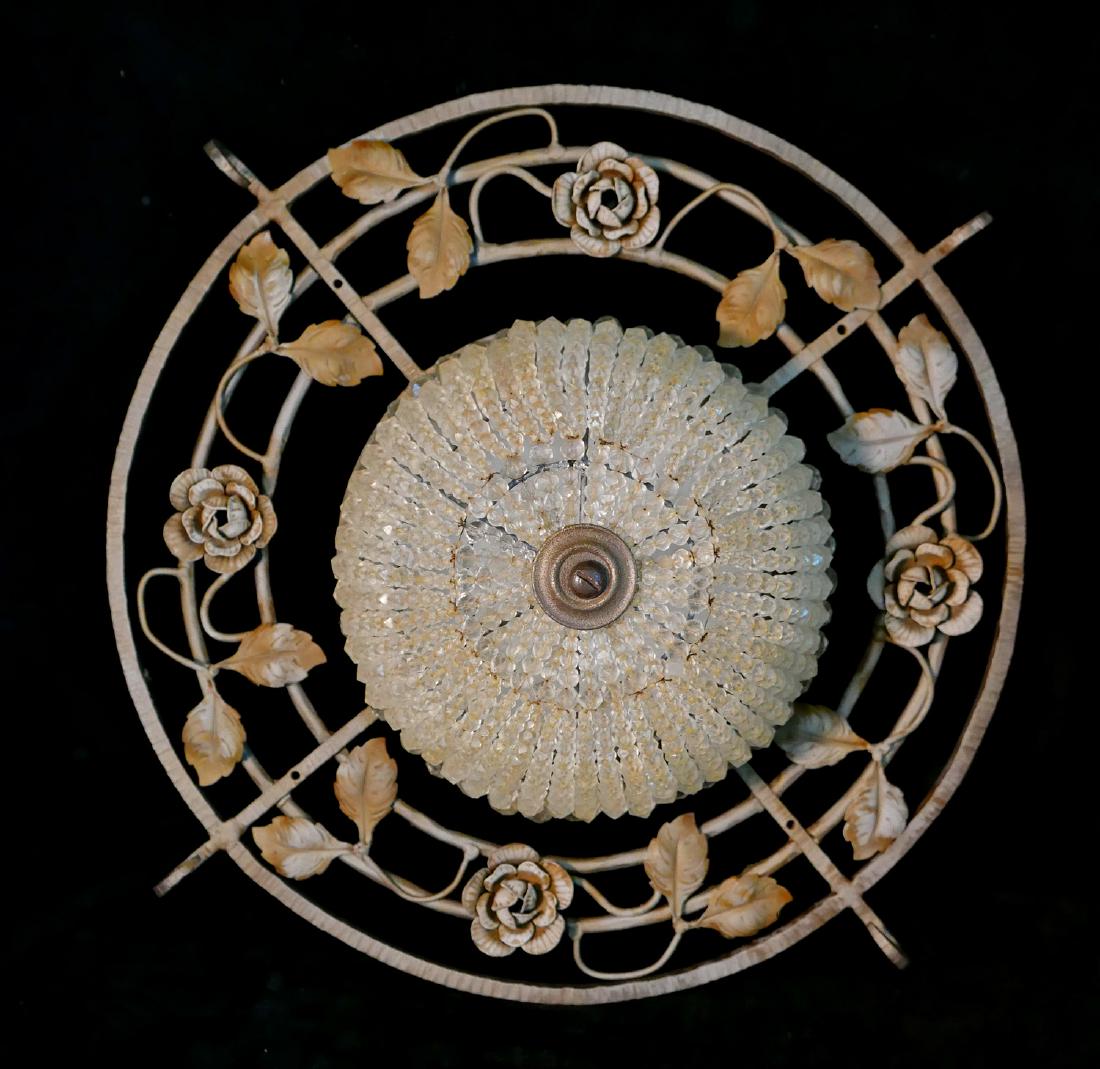BEADED GLASS HANGING FIXTURE: BEADED GLASS HANGING FIXTURE 6"H 16"W