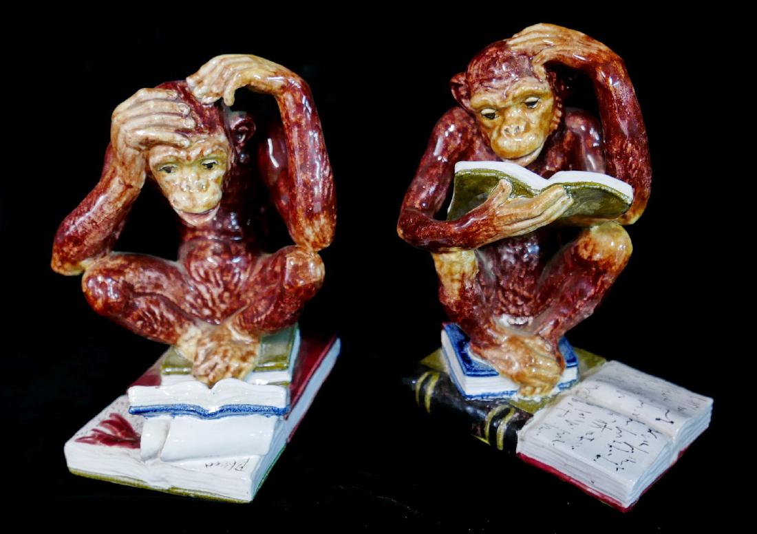 PR. PORCELAIN MONKEY BOOKENDS (1 of 4)