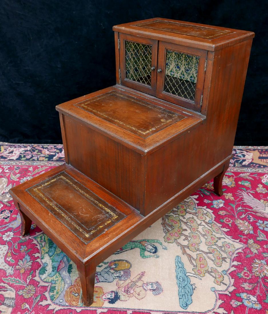 LEATHER TOP MAHOGANY STEP TABLE (1 of 7)