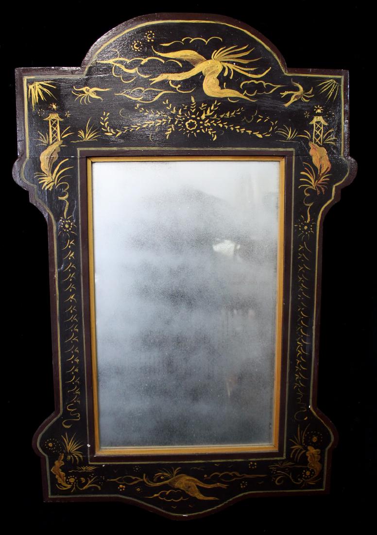 ANTIQUE PAINT DECORATED MIRROR (1 of 7)