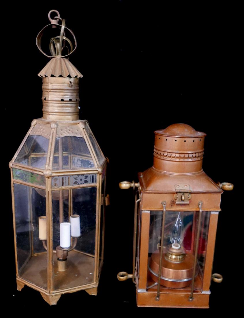 ANTHONY BARATTA: 2 ENGLISH LANTERNS; 1 BRASS, 1 COPPER (1 of 7)