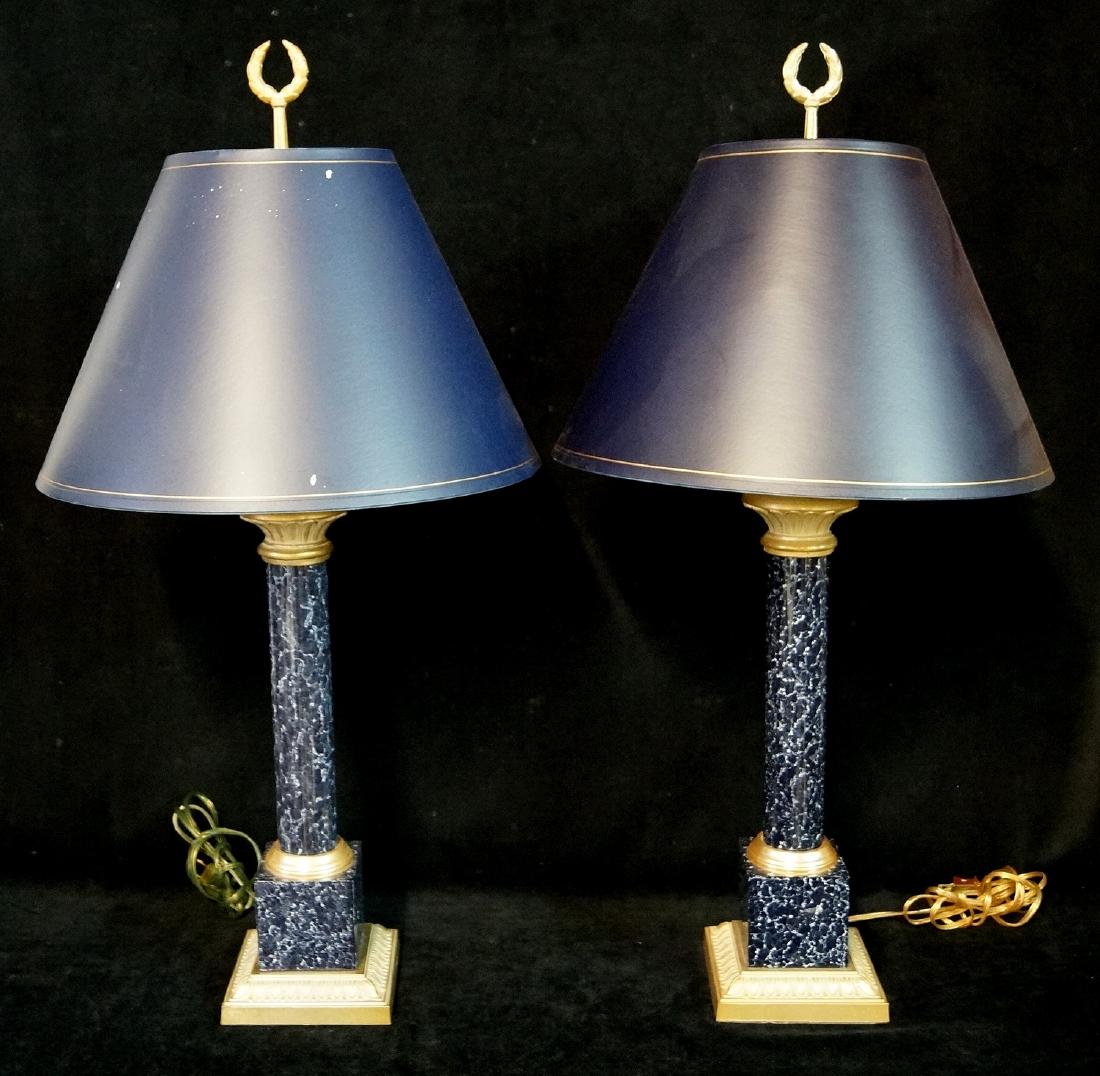 PR. FAUX MARBLE COLUMN LAMPS & SHADES (1 of 7)