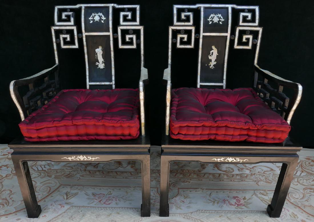 PR. MOTHER OF PEARL INLAID ASIAN OPEN ARM CHAIRS (1 of 4)