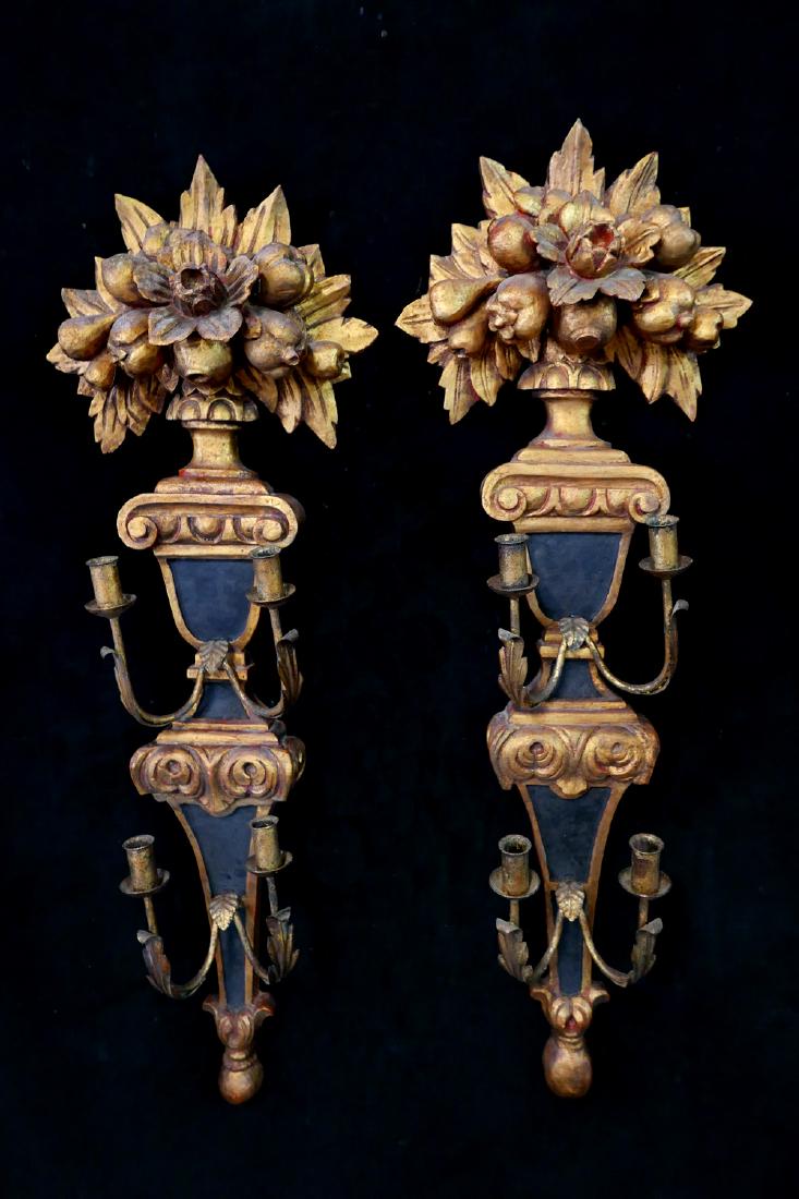 PR. GILT WOOD SCONCES FRUIT MOTIF (1 of 2)