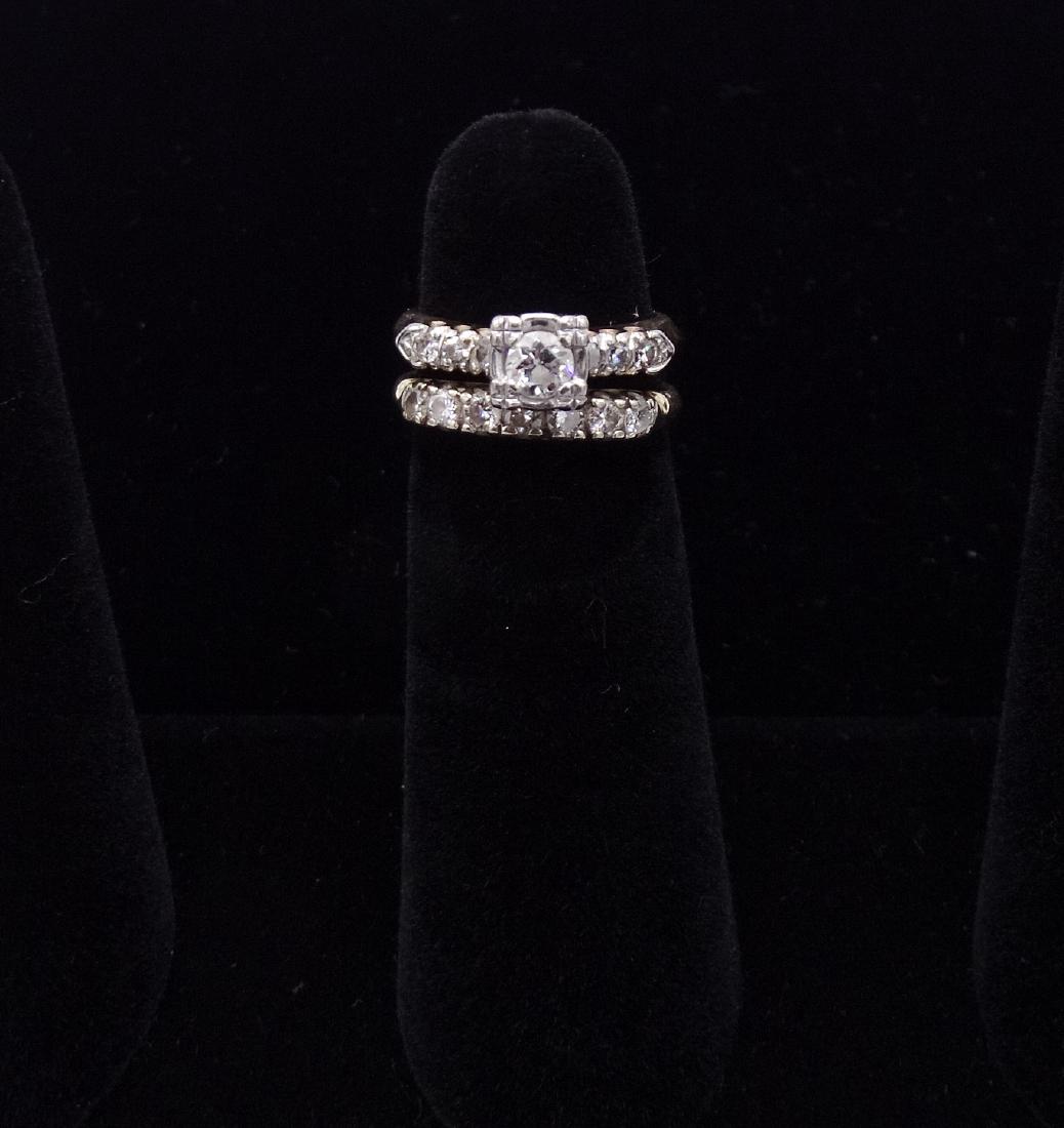 14KT YELLOW & WHITE DIAMOND  2 PC RING SET (1 of 1)