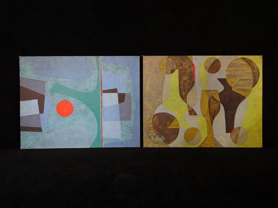 2 MANUEL SERVIN SGN. OIL ON ARTISTS BOARD: 2 MANUEL SERVIN SGN. OIL ON ARTISTS BOARD "ABSTRACTS" 18X14" (COLLECTION E. LIFSHITZ)
