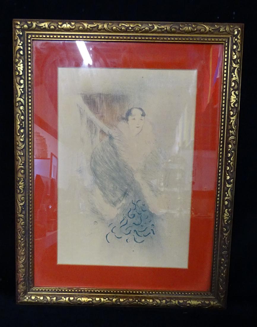 FRAMED PRINT TOULOUSE LAUTREC WOMAN IN FUR COAT 19X12" (1 of 7)