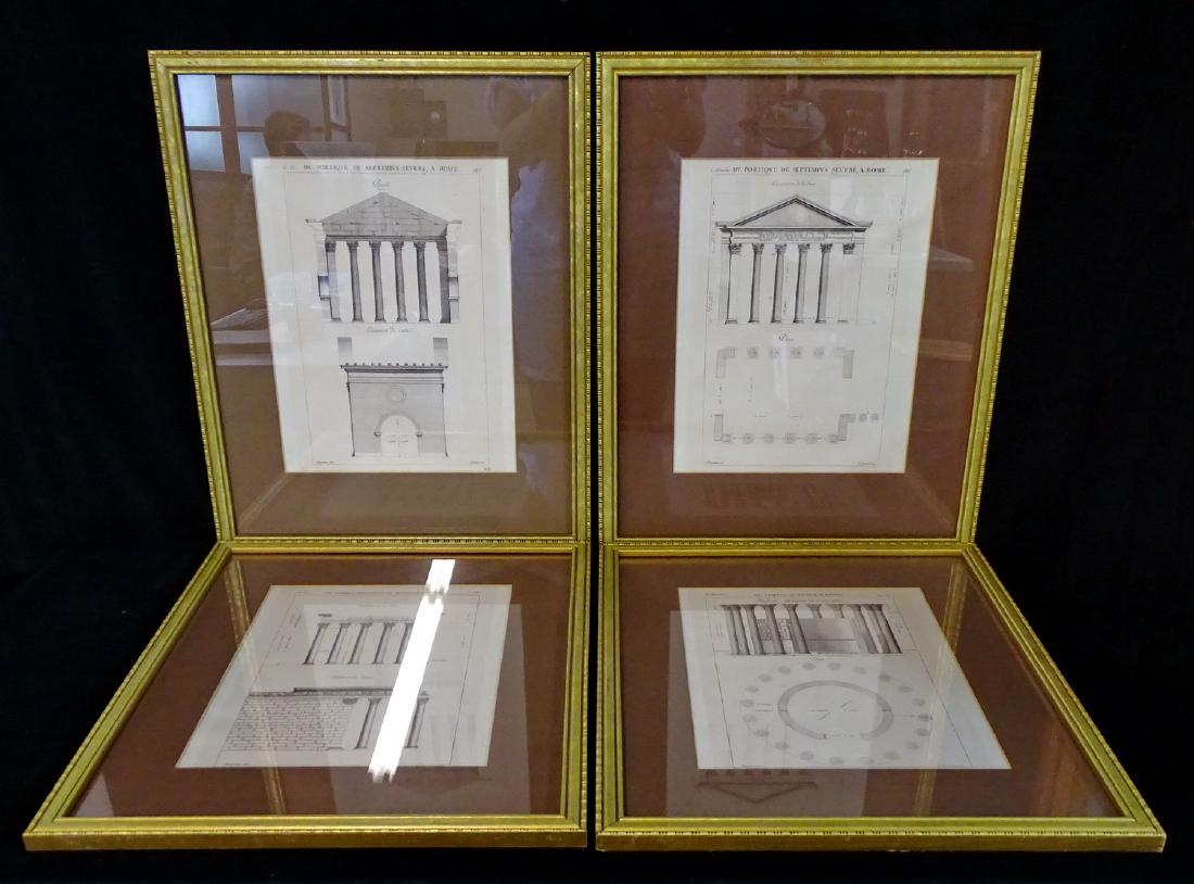 4 FRENCH ARCHITECTURAL GILT FRAME PRINTS (1 of 5)