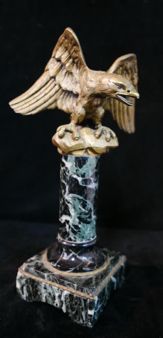 BRONZE EAGLE FIGURE ON MARBLE PEDESTAL (1 of 3)