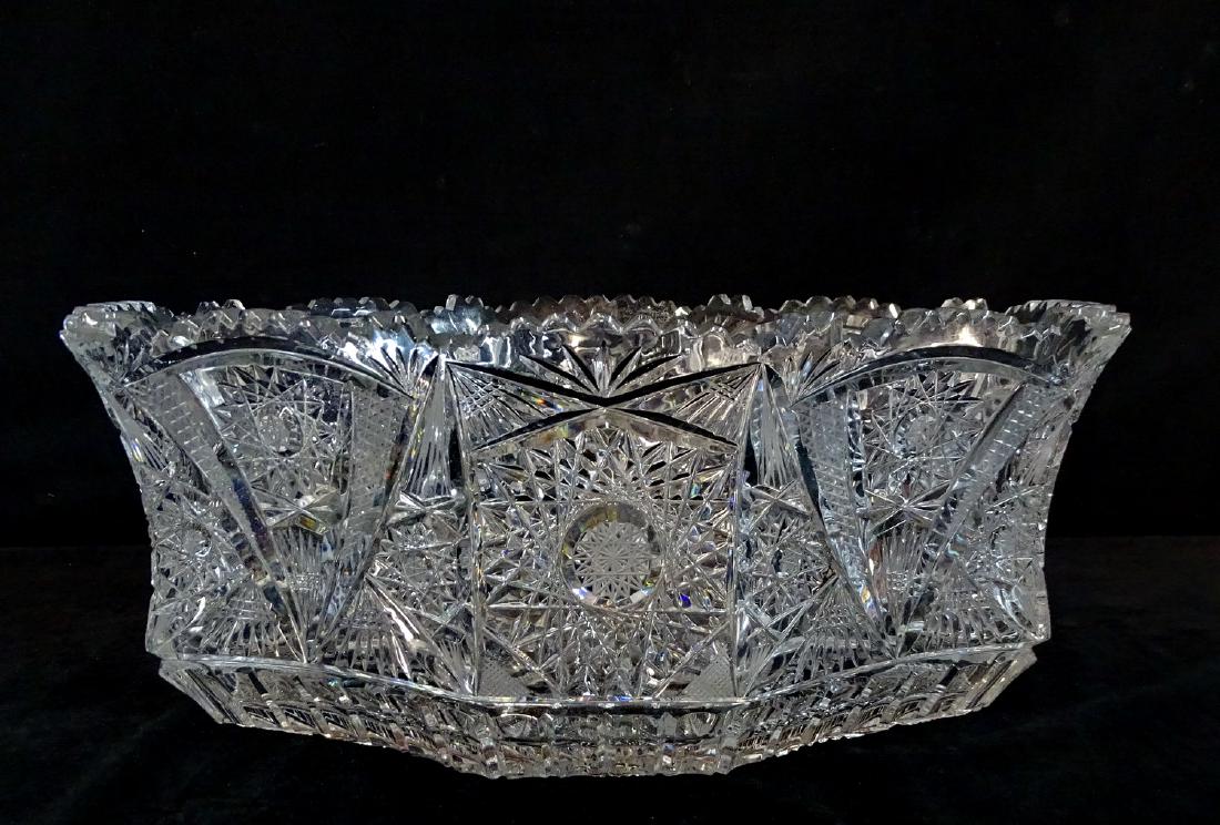 LARGE CUT GLASS RECTANGULAR BOWL (1 of 4)
