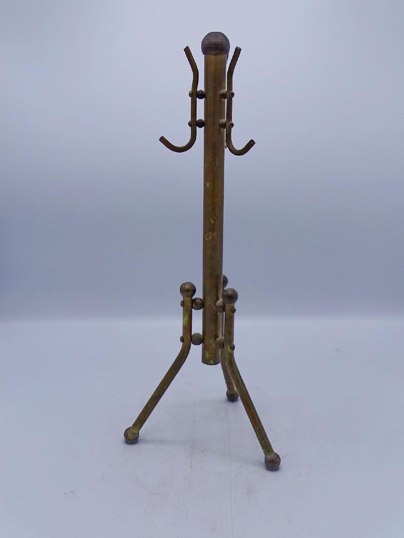 SALESMAN SAMPLE MINIATURE BRASS COAT RACK 15"H (1 of 3)