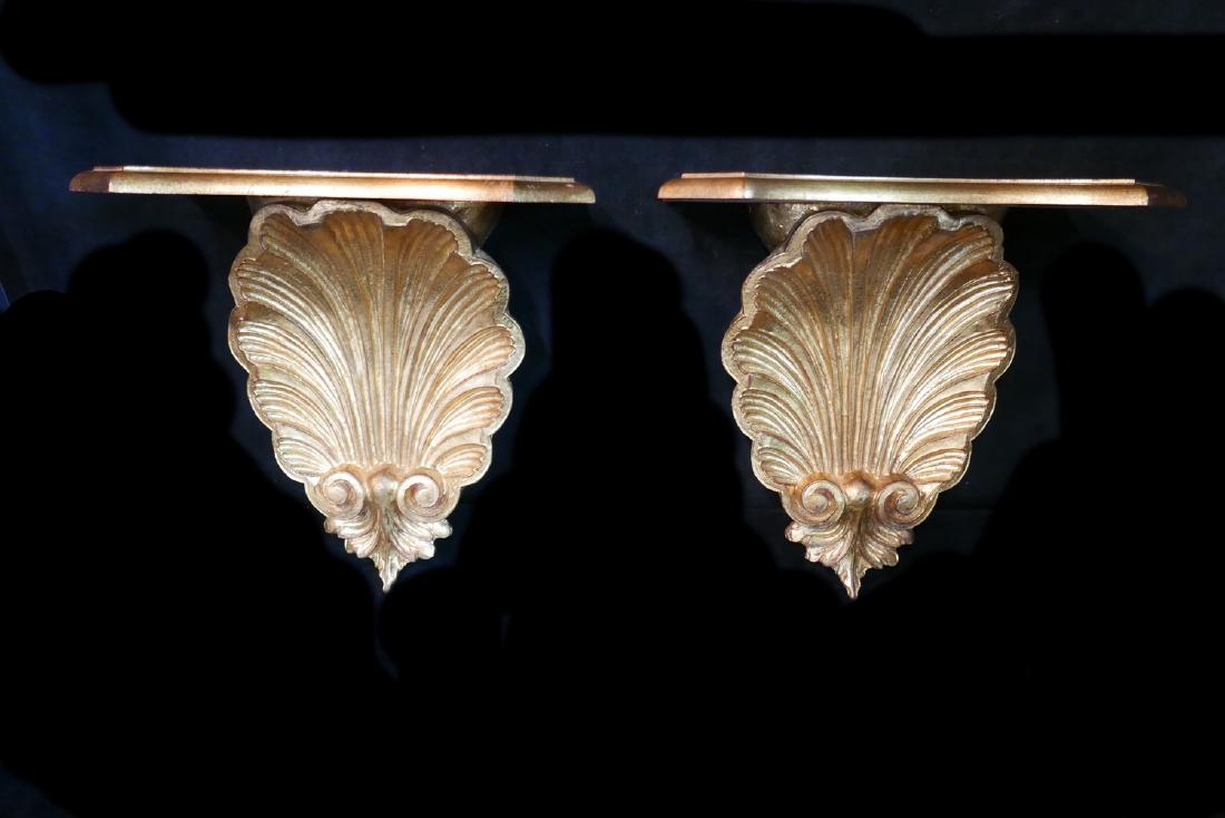 PR. ITALIAN GILT SHELL MOTIF BRACKETS (1 of 4)