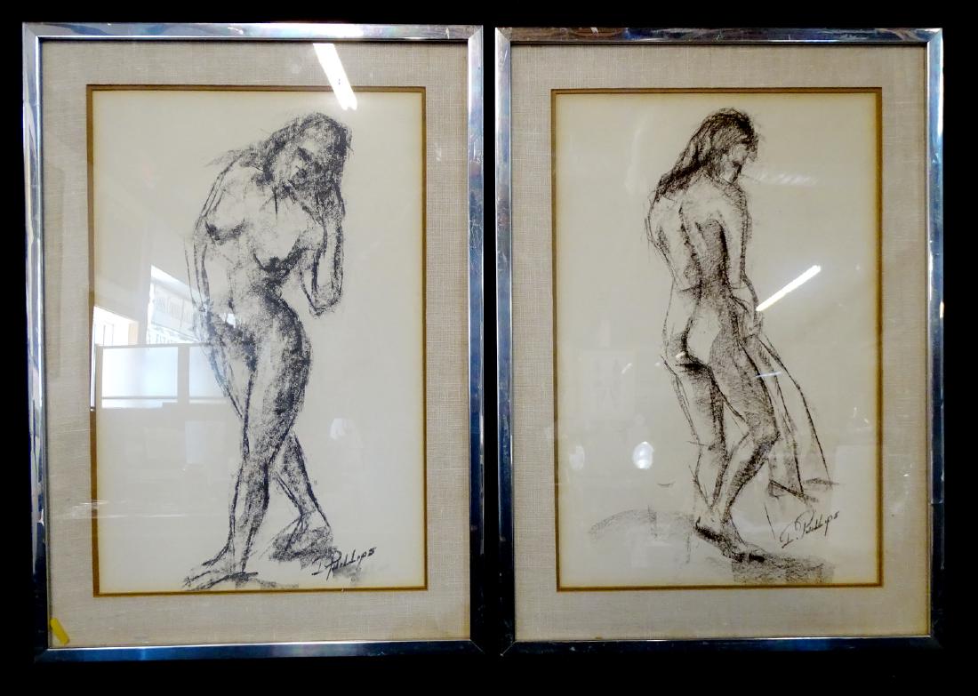 2 WORKS ON PAPER SGN. PHILLIPS "NUDES" (1 of 5)