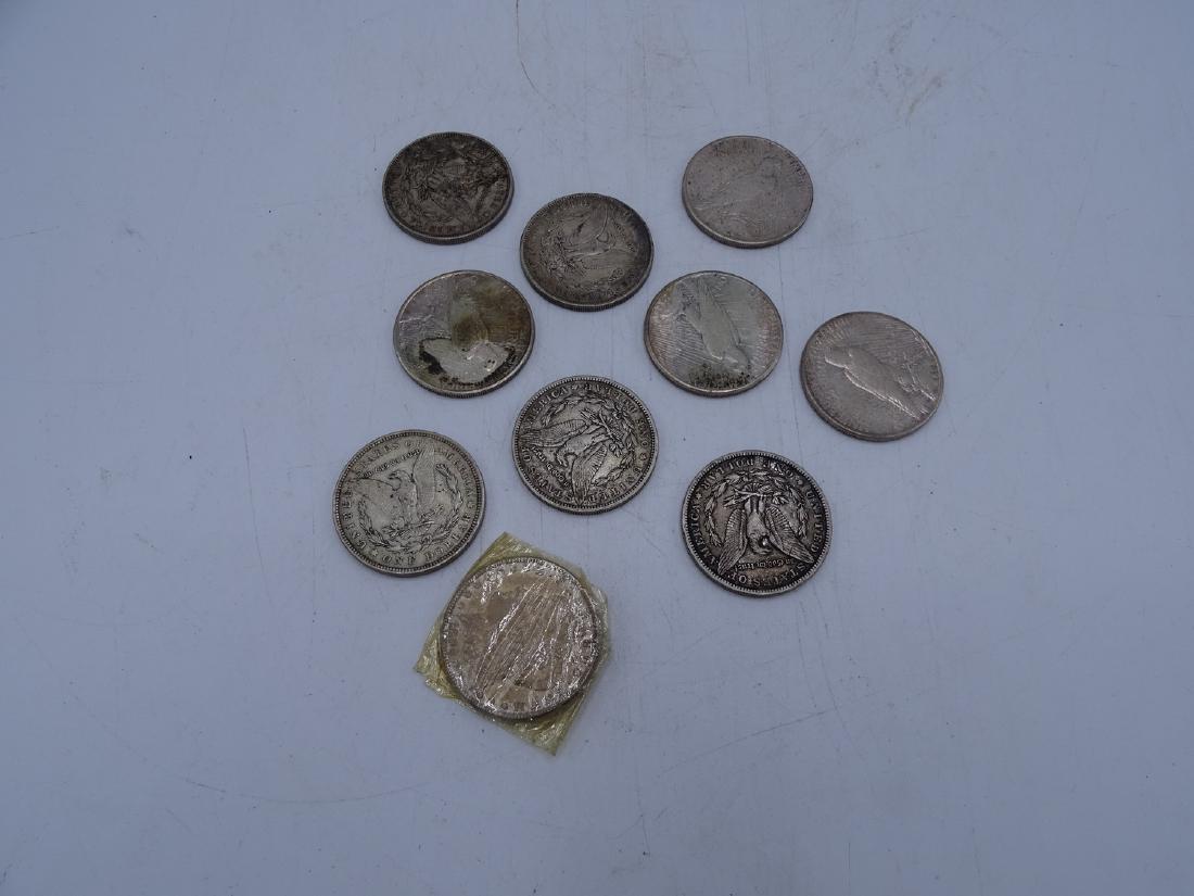 10 MORGAN + PEACE SILVER DOLLARS (1 of 1)