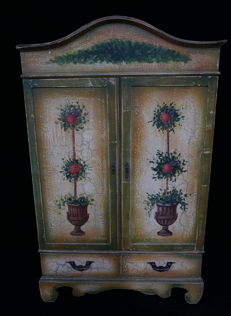 2 DOOR PAINT DECORATED CABINET (1 of 7)
