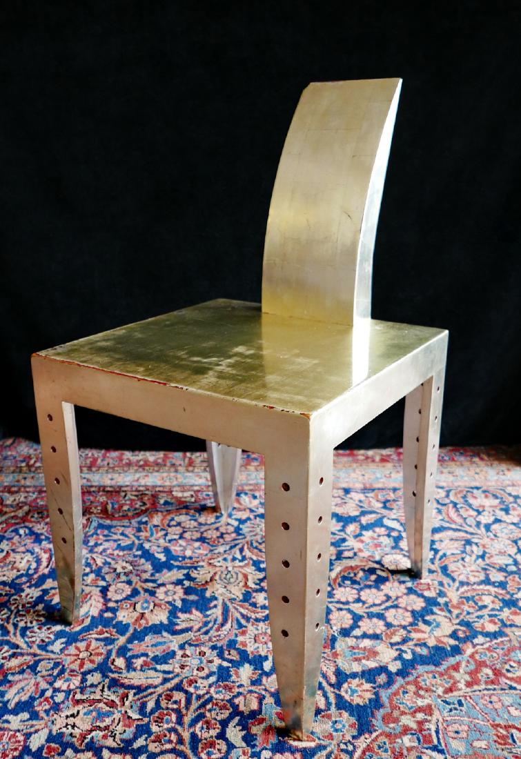 GERARD DELMAN MID CENTURY GILT WOOD CHAIR: GERARD DELMAN MID CENTURY GILT WOOD CHAIR 32"H 17.75"W 20"D (GEOFFREY BEENE FOUNDATION)