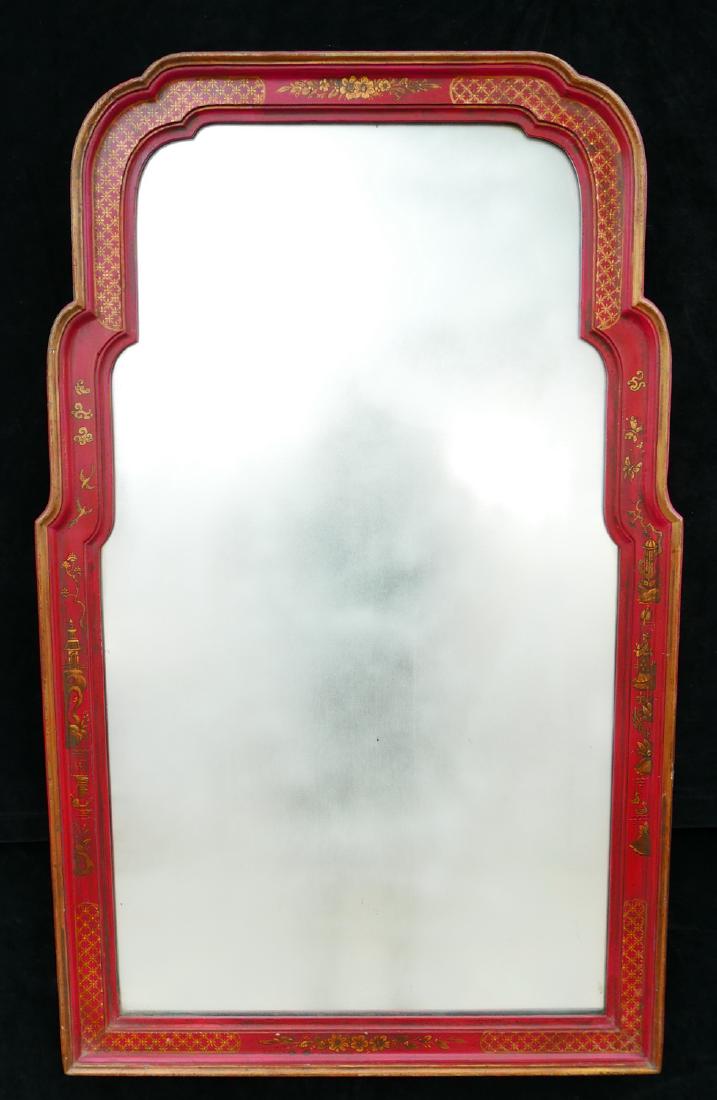 RED CHINOISERIE DECORATED MIRROR (1 of 5)