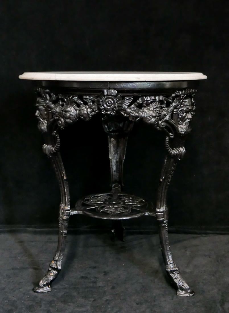 FIGURAL CAST IRON MARBLE TOP BISTRO TABLE (1 of 5)