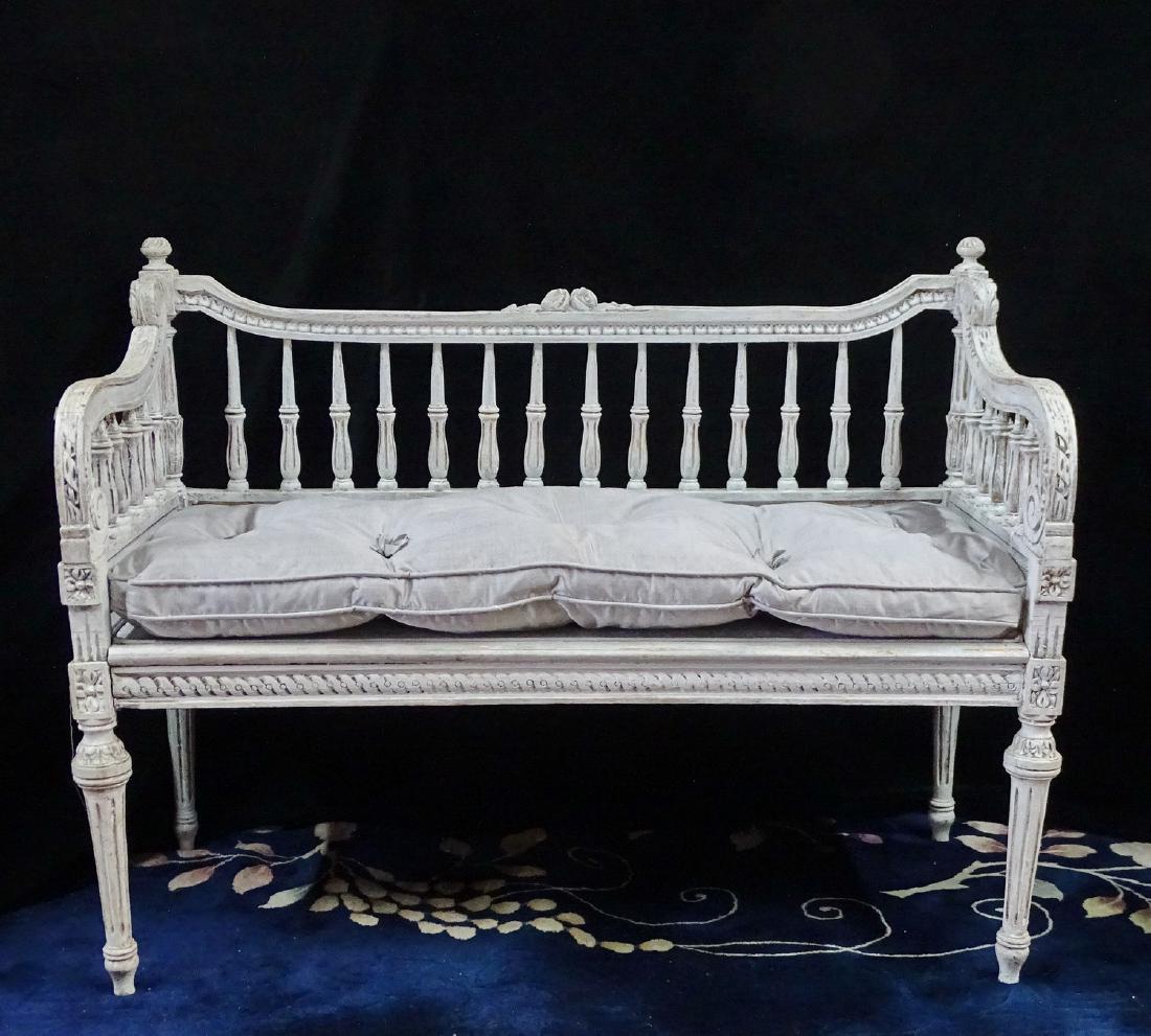 LOUIS XVI STYLE PAINT DECORATED BENCH (1 of 6)