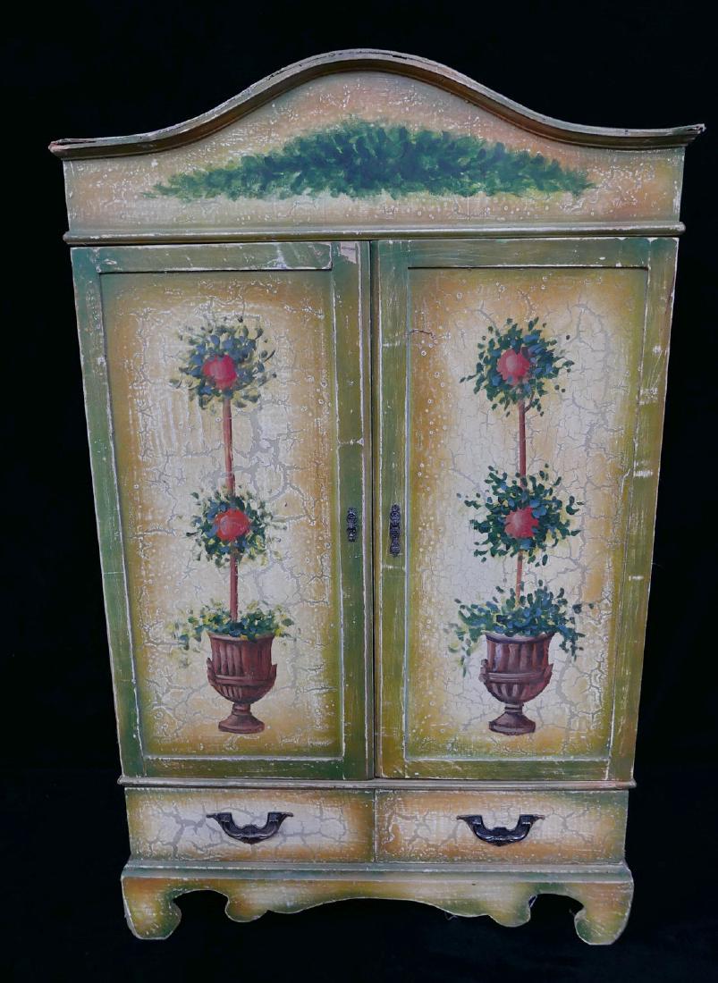 2 DOOR PAINT DECORATED CABINET (1 of 7)