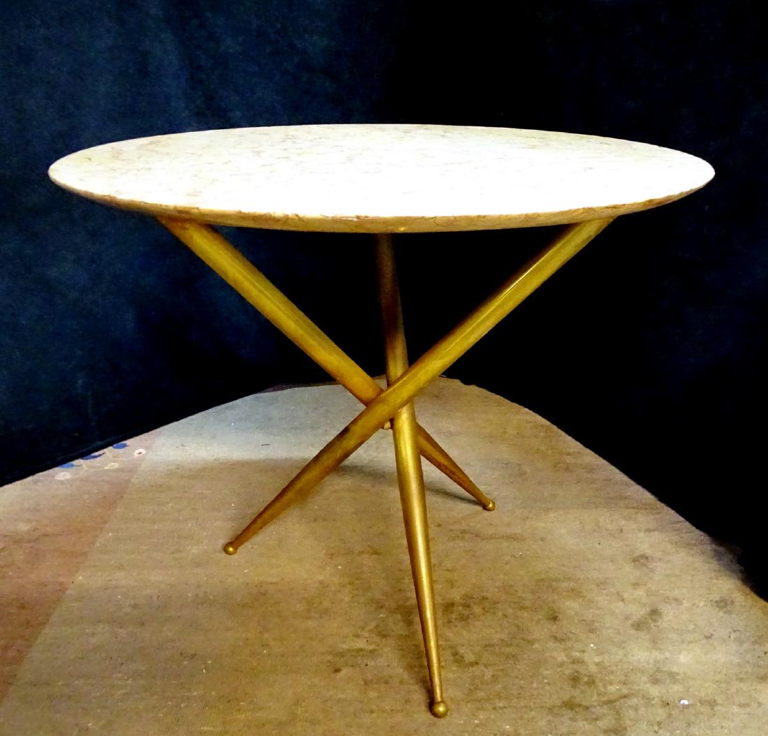 MID-CENTURY BRASS & MARBLE TOP TABLE (1 of 3)