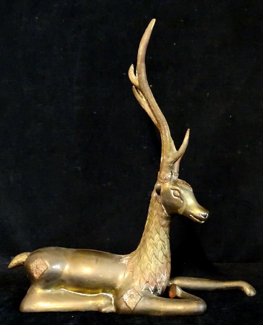 MID CENTURY BRASS STAG: MID CENTURY BRASS STAG 20"H 20"L 5"D