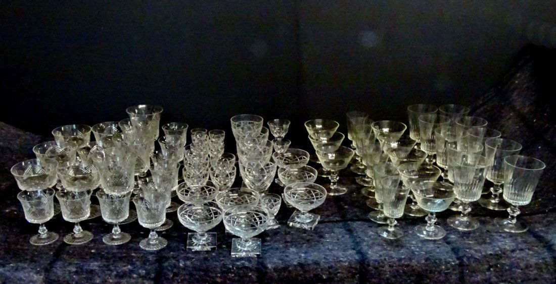 3 PARTIAL SETS CRYSTAL STEMWARE INC. VAL ST. LAMBERT (1 of 2)