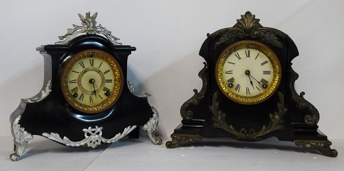 2 GILT METAL SHELF CLOCKS (1 of 3)