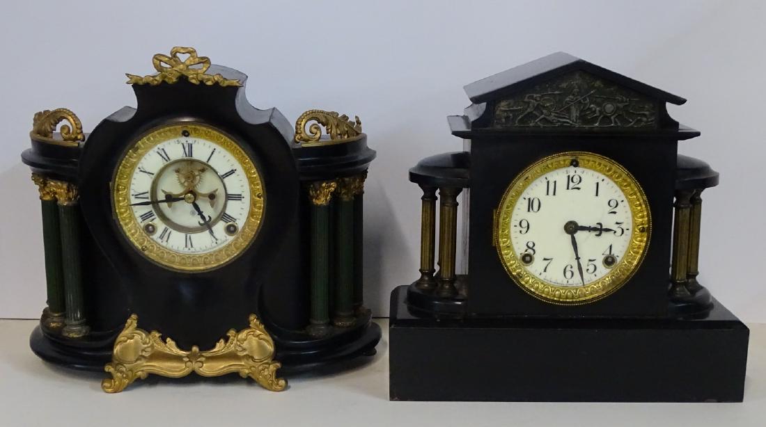 2 ANSONIA 6 COLUMN METAL MANTLE CLOCKS (1 of 8)