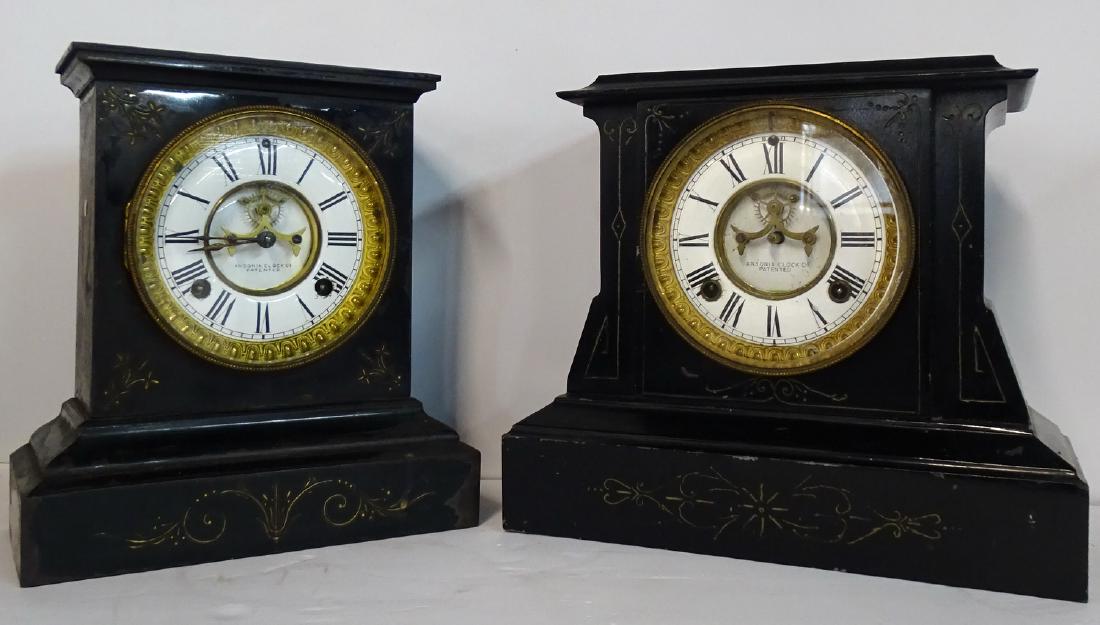 2 ANSONIA SERVIA METAL MANTLE CLOCKS OPEN ESCAPEMENTS (1 of 4)