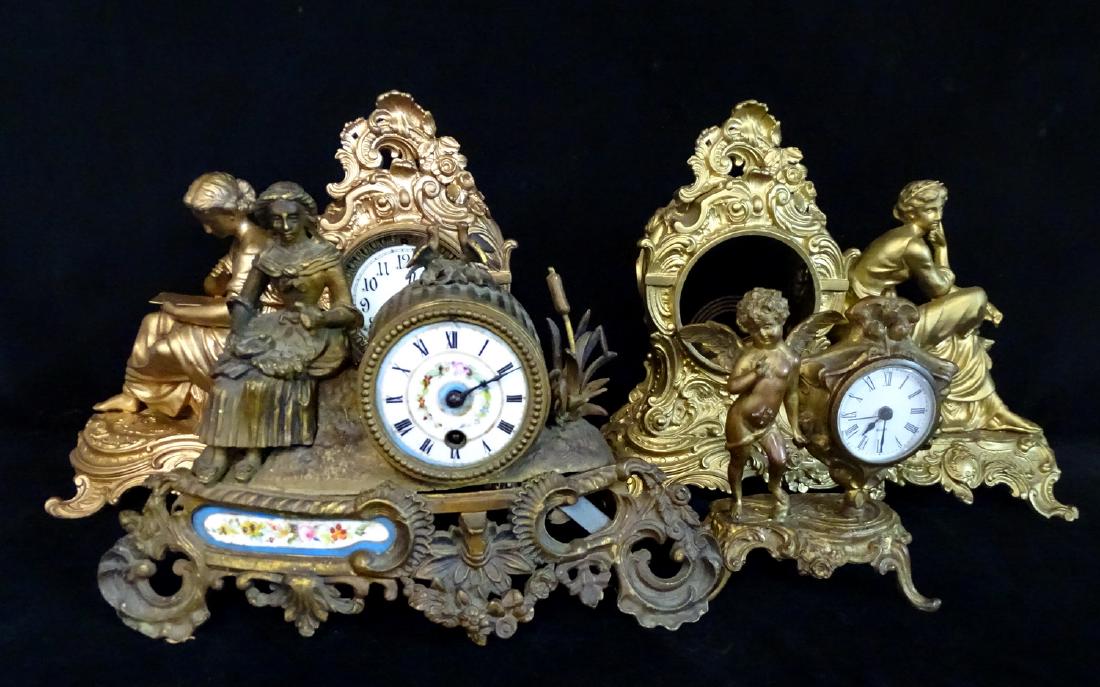 GROUP 4 FIGURAL WHITE METAL CLOCKS (1 of 8)