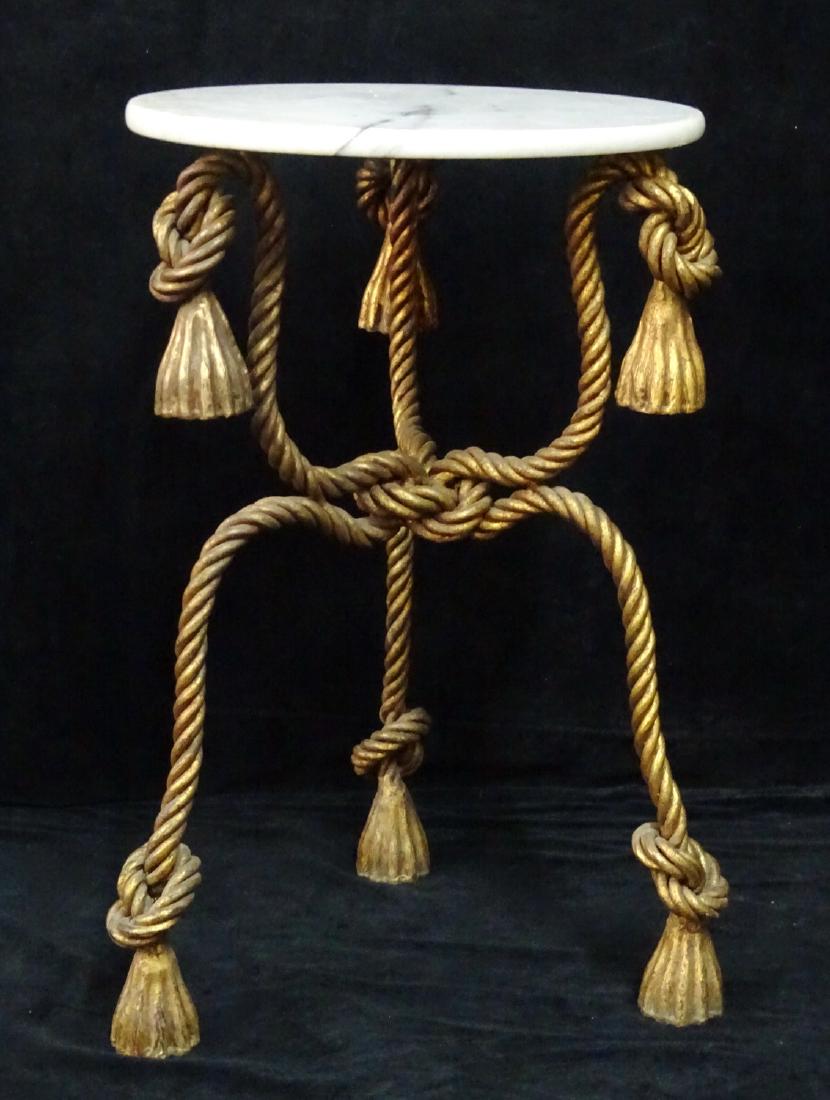 CIRCULAR MARBLE TOP GILT TASSEL TABLE (1 of 5)