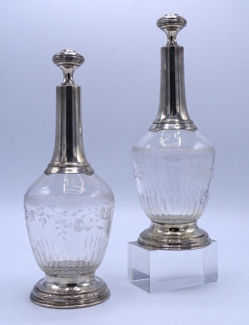PR. FRENCH CRYSTAL & SILVER CARAFES 11"H (1 of 2)