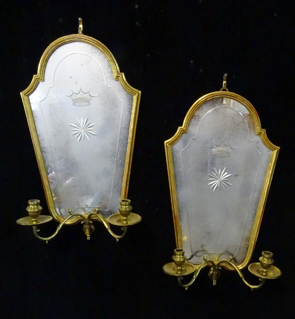 PR. ETCHED MIRRORED WOOD FRAMED SCONCES (1 of 6)