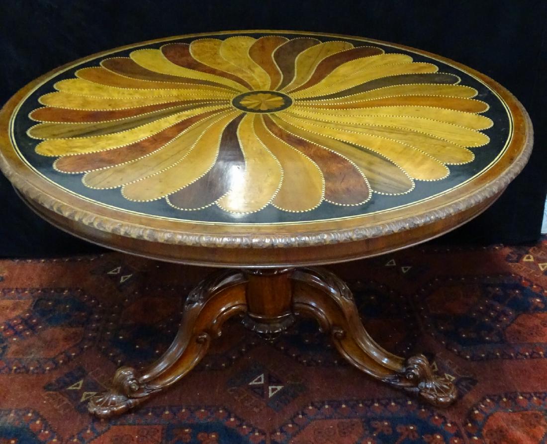 EARLY 19TH C. SWIRL INLAID ANGLO INDIAN BREAKFAST TABLE (1 of 6)