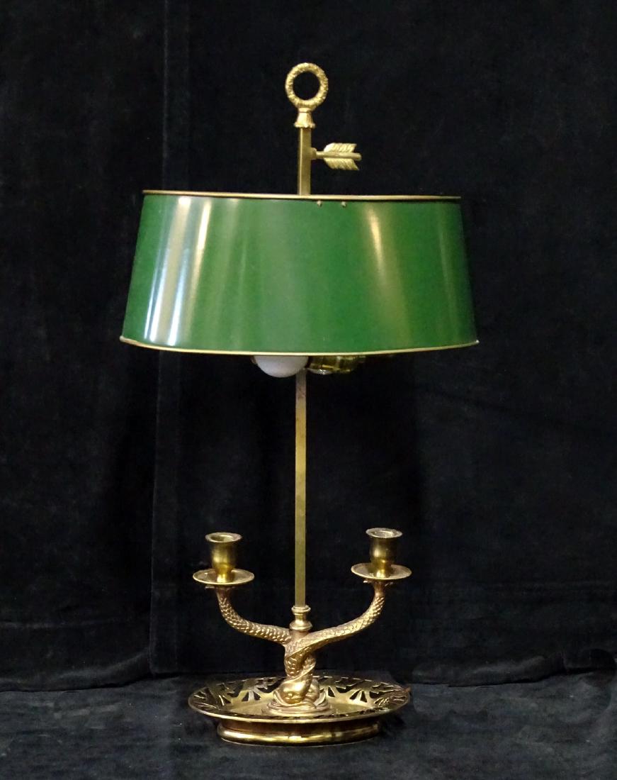 BOUILOTTE LAMP W/ DOUBLE SERPENT BASE & TOLE PAINTED (1 of 5)