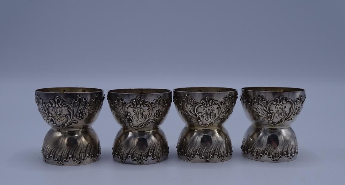 SET 4 POLISH SILVER EGG CUPS: SET 4 POLISH SILVER EGG CUPS 2"H