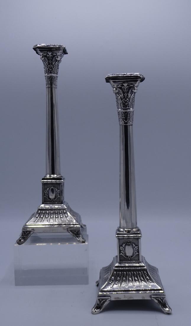 PR. POLISH SILVER CANDLESTICKS APPRX. 14ozs 10.5"H (1 of 4)