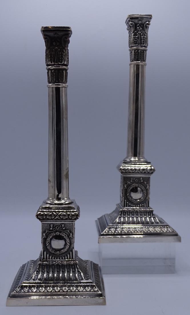 PR. POISH SILVER CANDLESTICKS APPRX. 16ozs 13"H (1 of 2)