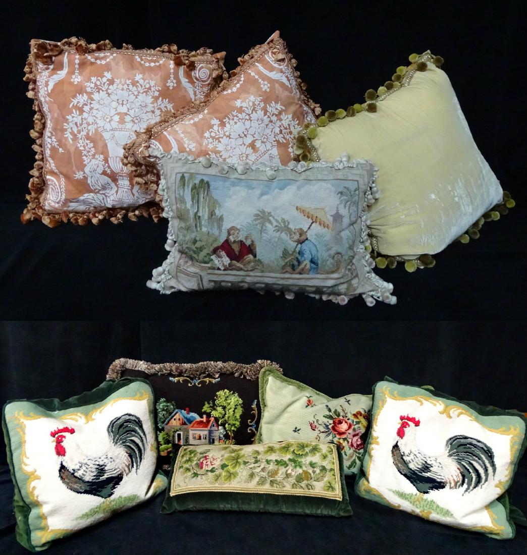 LOT OF NEEDLEPOINT & DECORATED PILLOWS (1 of 13)
