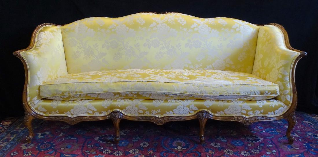 LOUIS XVI STYLE DAMASK UPHOLSTERED SOFA (1 of 9)