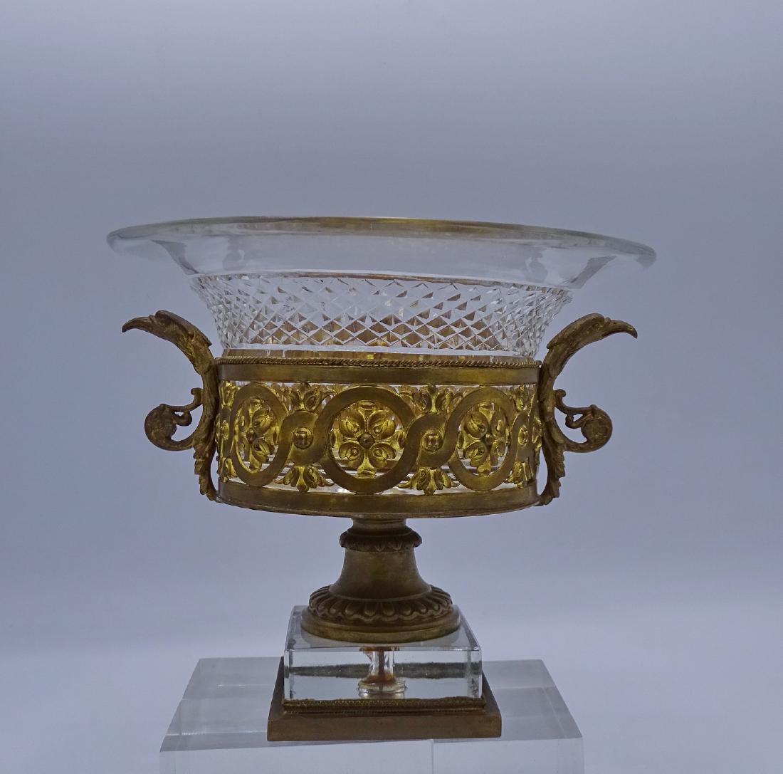 BRONZE & CRYSTAL CENTERBOWL: BRONZE & CRYSTAL CENTERBOWL 7"H 8.25" DIA.
