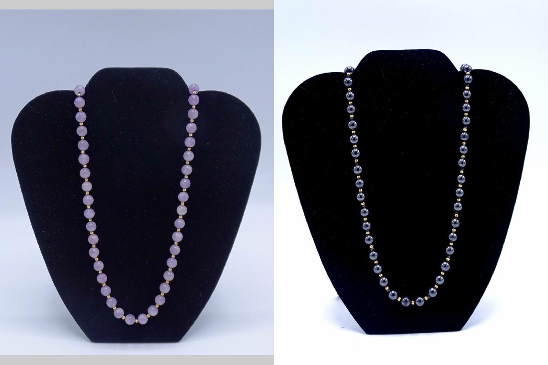 2 STRANDS OF BEADS ROSE QUARTZ & HEMATITE (1 of 4)