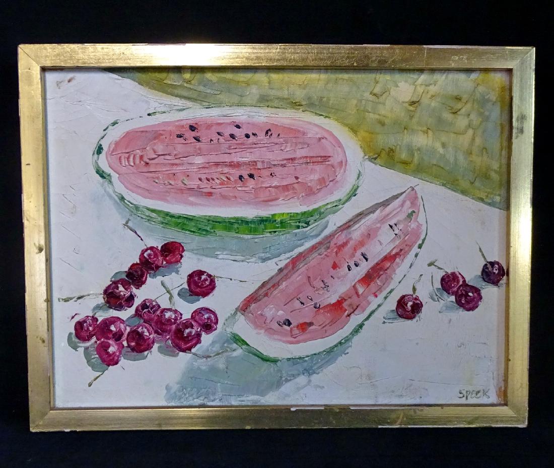 GEORGE SPECK SGN. OIL ON CANVAS STILL LIFE FRUIT (1 of 4)